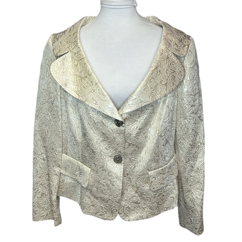 Jones New York Metallic Ivory Paisley Blazer